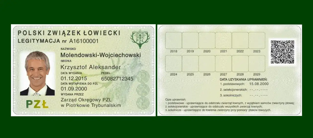 Legitymacja PZŁ Krzysztofa Molendowskiego-Wojciechowskiego. Czy myśliwy ponosi koszt wymiany legitymacji w zł?