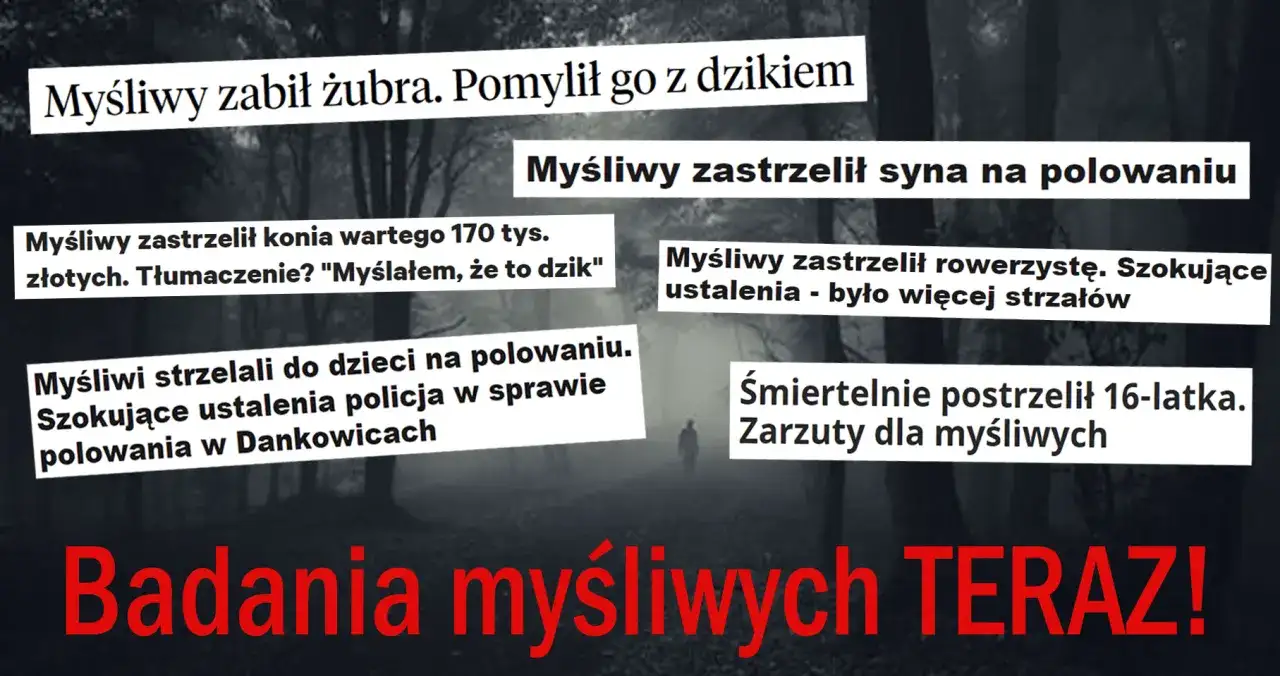 Czy myśliwy to zawód? Nagłówki o tragicznych wypadkach: zabity żubr, syn, koń, rowerzysta, dzieci. "Badania myśliwych TERAZ!
