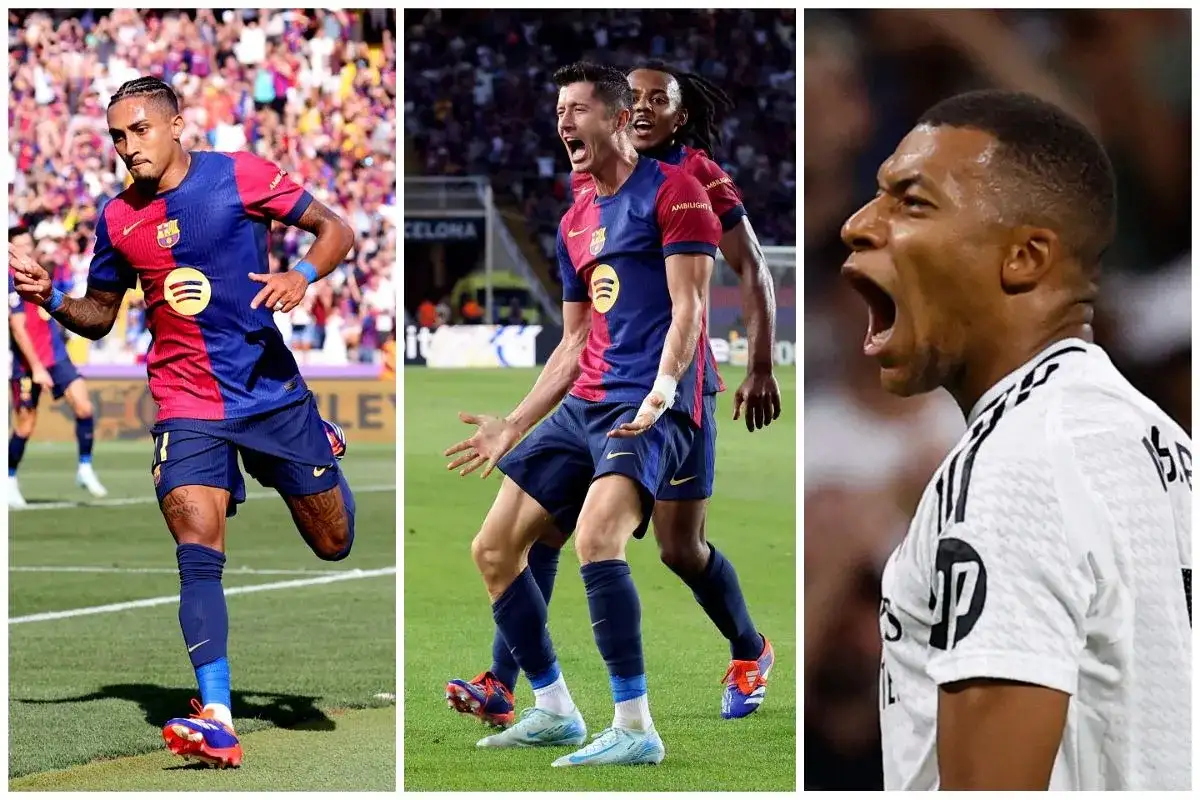 Raphinha, Lewandowski i Mbappé – trzej kandydaci do tytułu la liga strzelcy.