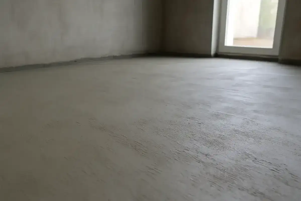 Świeżo wylana posadzka betonowa. Zastanawiasz się, ile cementu na kubik betonu potrzeba do uzyskania takiej powierzchni?