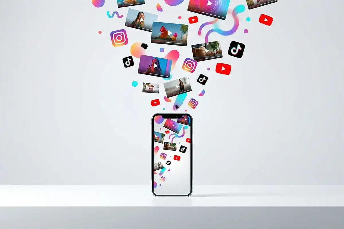 Mnóstwo pomysłów na filmy wpadających do telefonu, z ikonami Instagrama, TikToka i YouTube.