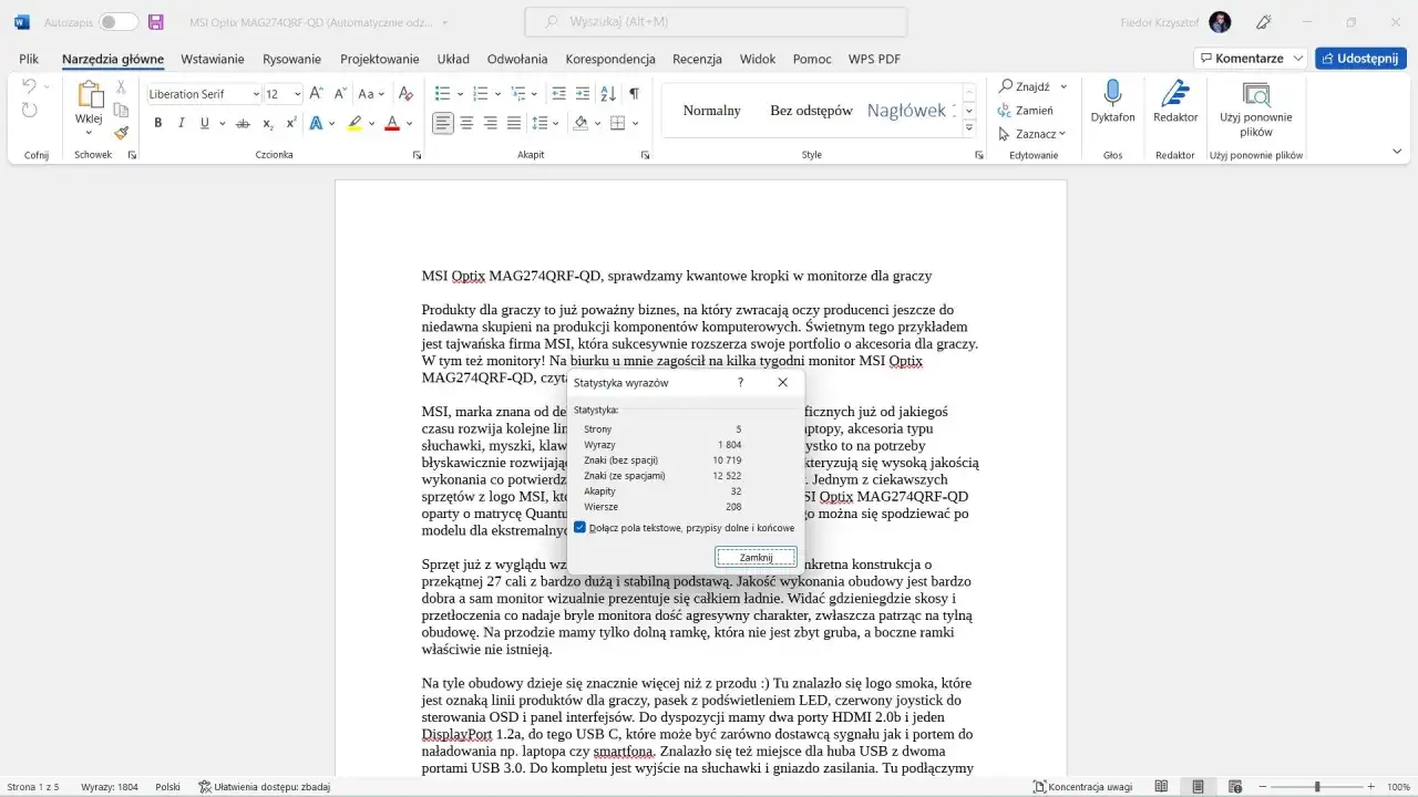 Jak policzyć liczbę znaków w Wordzie - proste sposoby, które zaskoczą