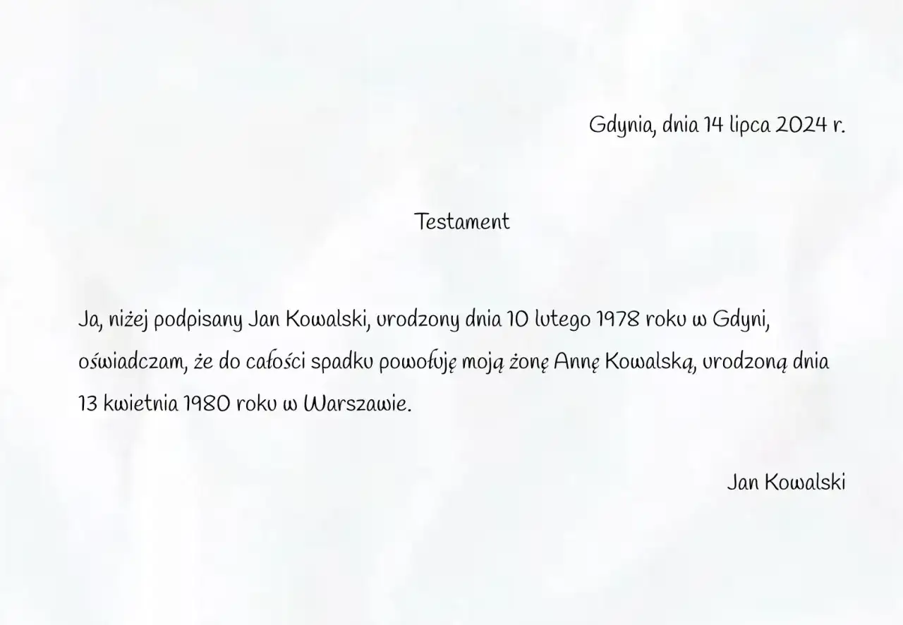 Testament wzajemny małżonków - wzór i wskazówki do napisania