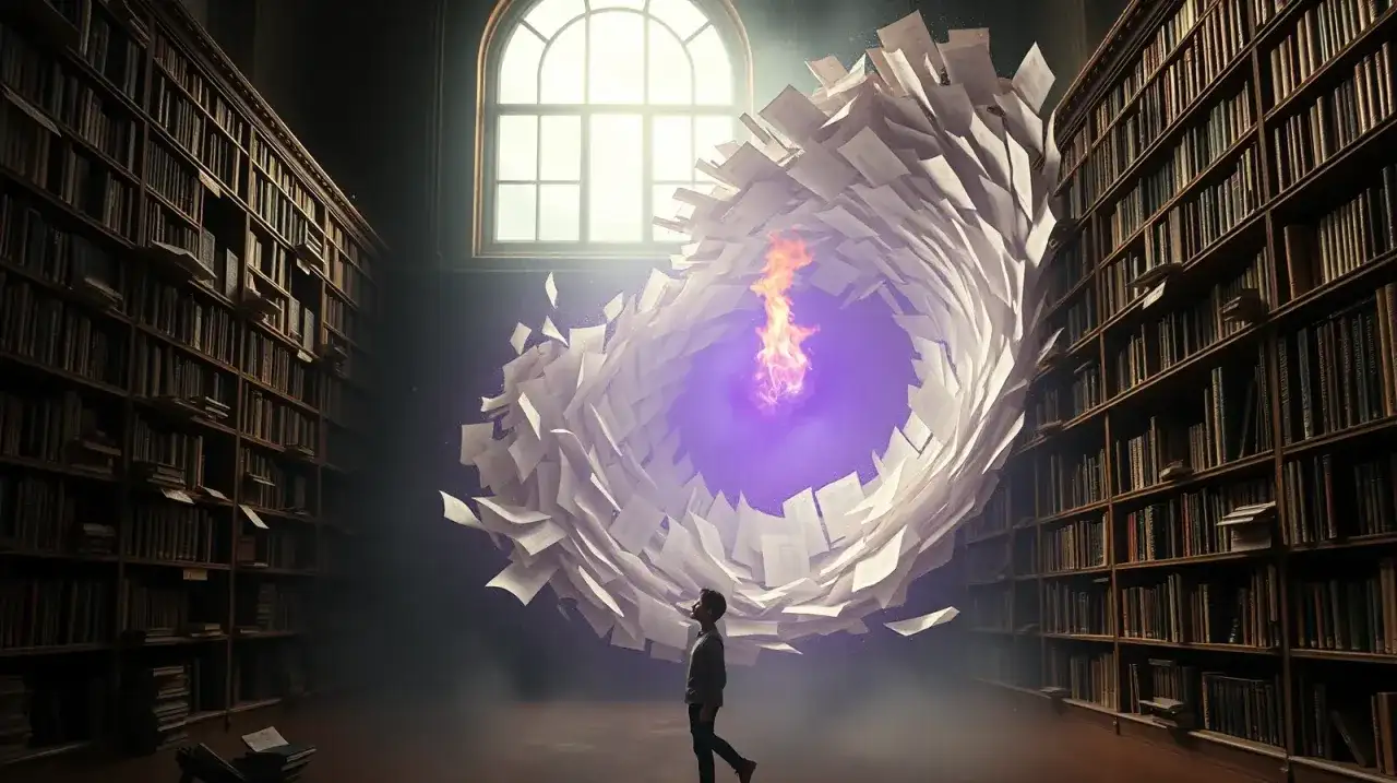 W bibliotece wir papierów z płomieniem w środku. Jakby sennik była dziewczyna partnera, odkrywa tajemnice.