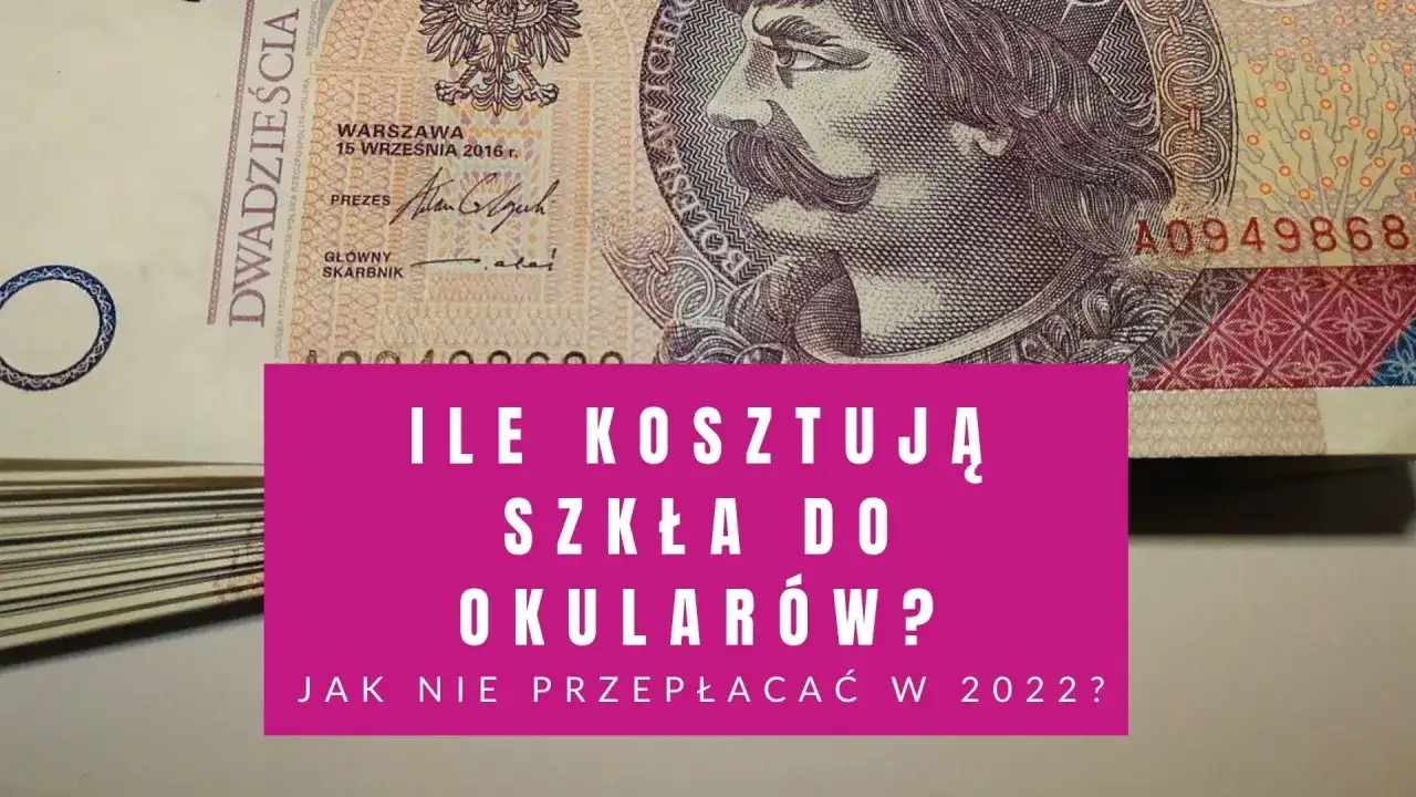 Fragment banknotu 100 zł z portretem Króla Kazimierza Wielkiego i tekstem "Ile kosztują szkła do okularów?".