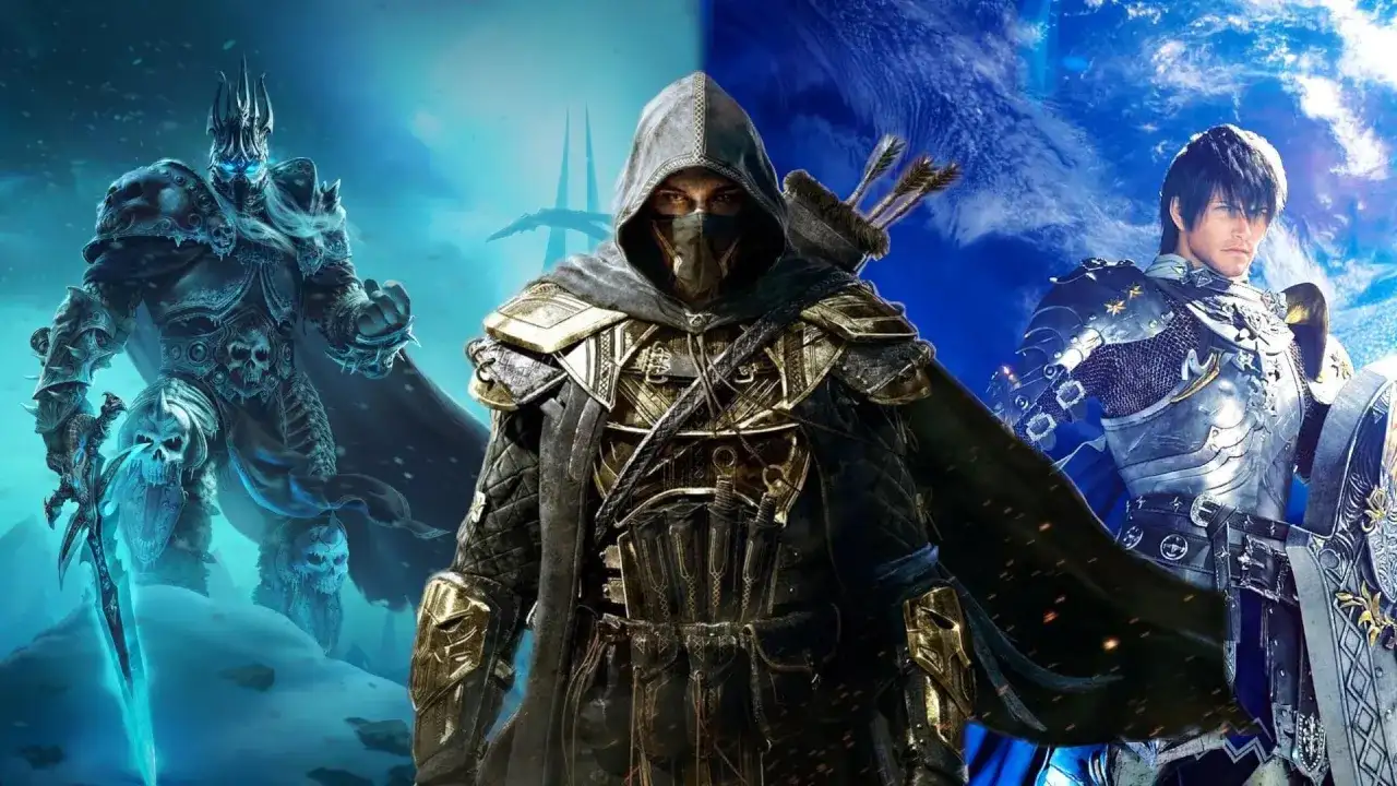 Trzech bohaterów z popularnych gier mmorpg: mroczny władca, skryty łucznik i rycerz w lśniącej zbroi.