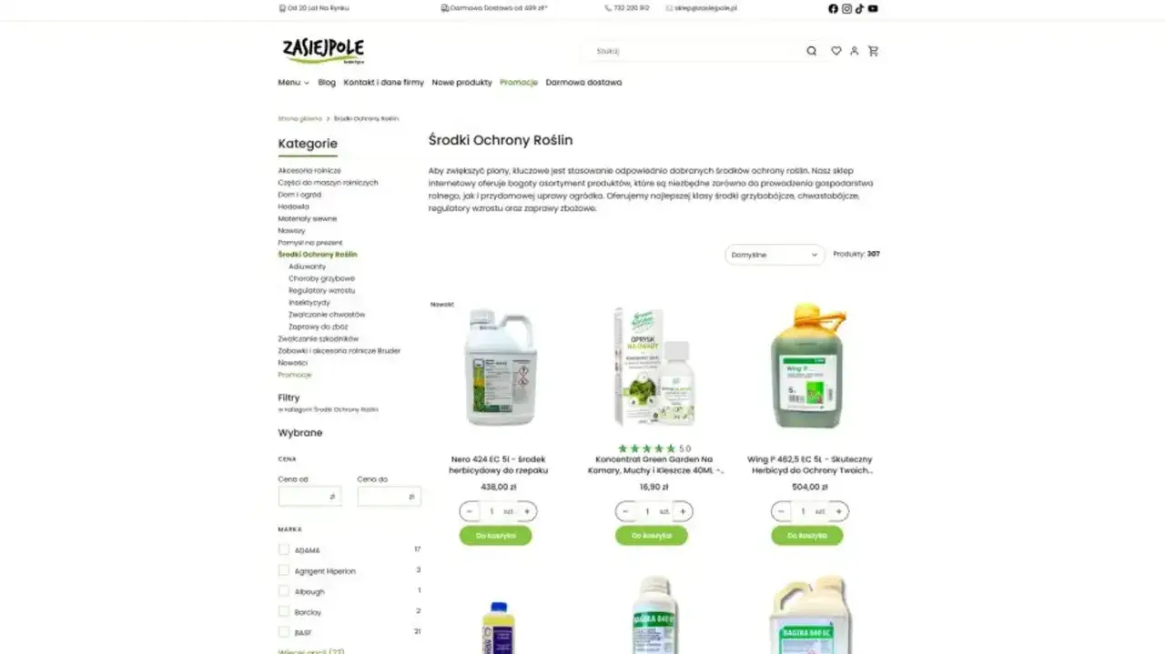 W kategorii "Środki Ochrony Roślin" znajdziesz produkty takie jak insektycydy, które pomogą w walce ze szkodnikami.