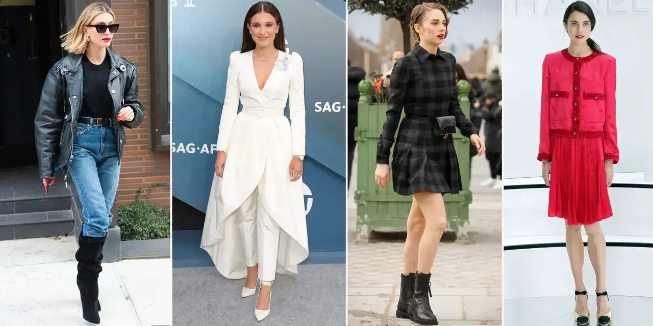 Cuatro it girls muestran estilos diversos: cuero y jeans, blanco elegante, cuadros modernos y rosa vibrante.