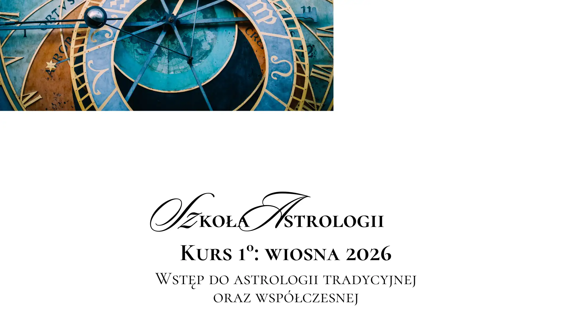 Fragment zabytkowego zegara astronomicznego z widocznymi symbolami zodiaku.