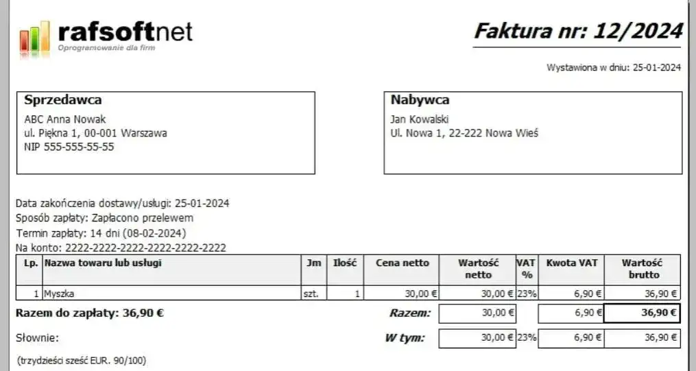 Faktura dla osoby fizycznej: Kwota nieistotna, żądanie klienta kluczem!