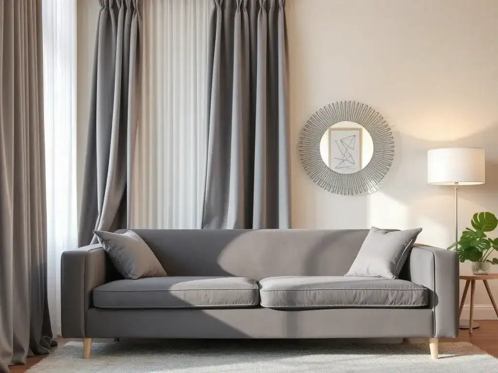 Zasłony do szarej kanapy: Kolory, materiały, style wybierz idealne!