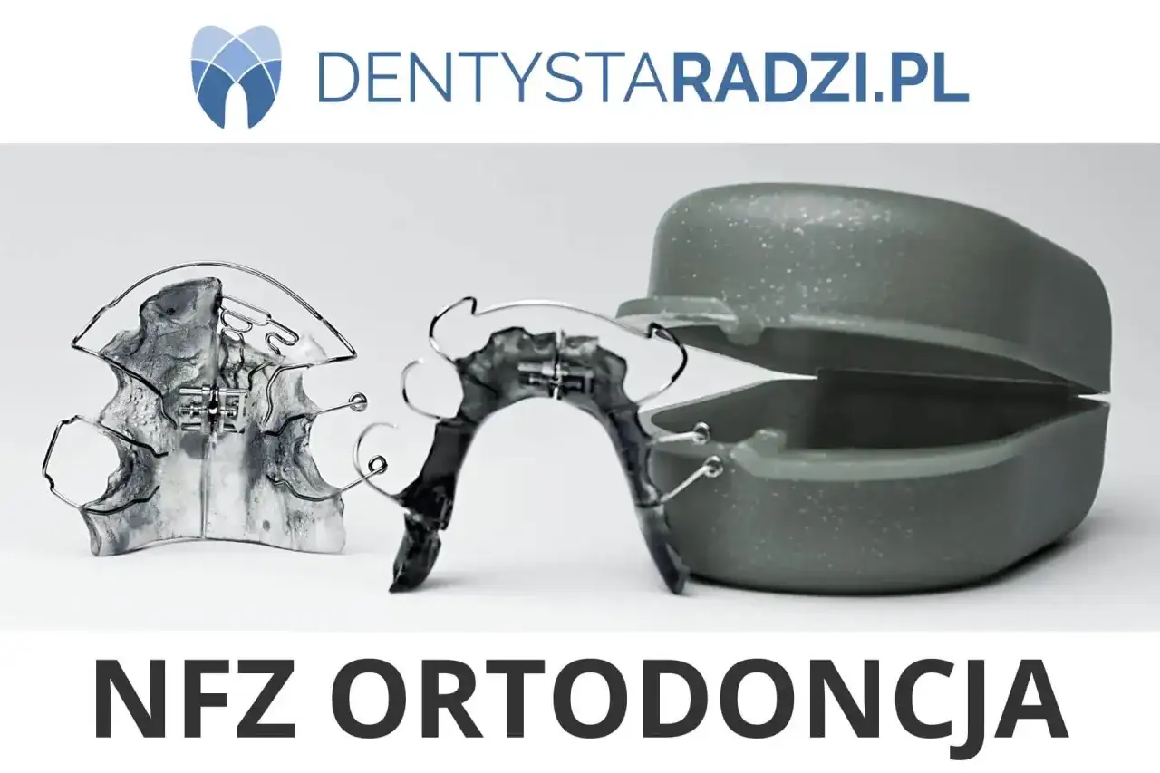 Aparaty ortodontyczne i pojemnik na zęby na białym tle.