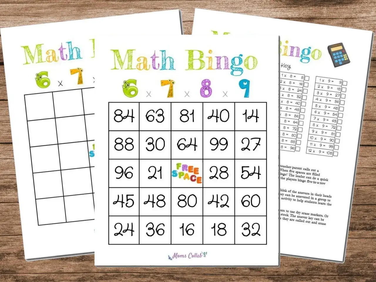Bingo zasady gry dla dzieci: karty z mnożeniem i cyframi. Zabawna nauka matematyki!