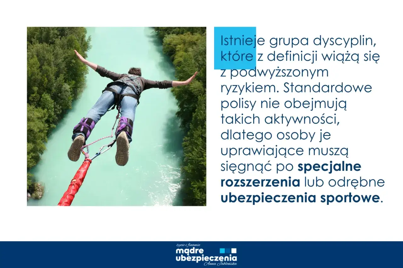 Skok na bungee – ekstremalna przygoda wymaga specjalnego ubezpieczenia sportowego. Standardowe polisy nie obejmują takich aktywności.