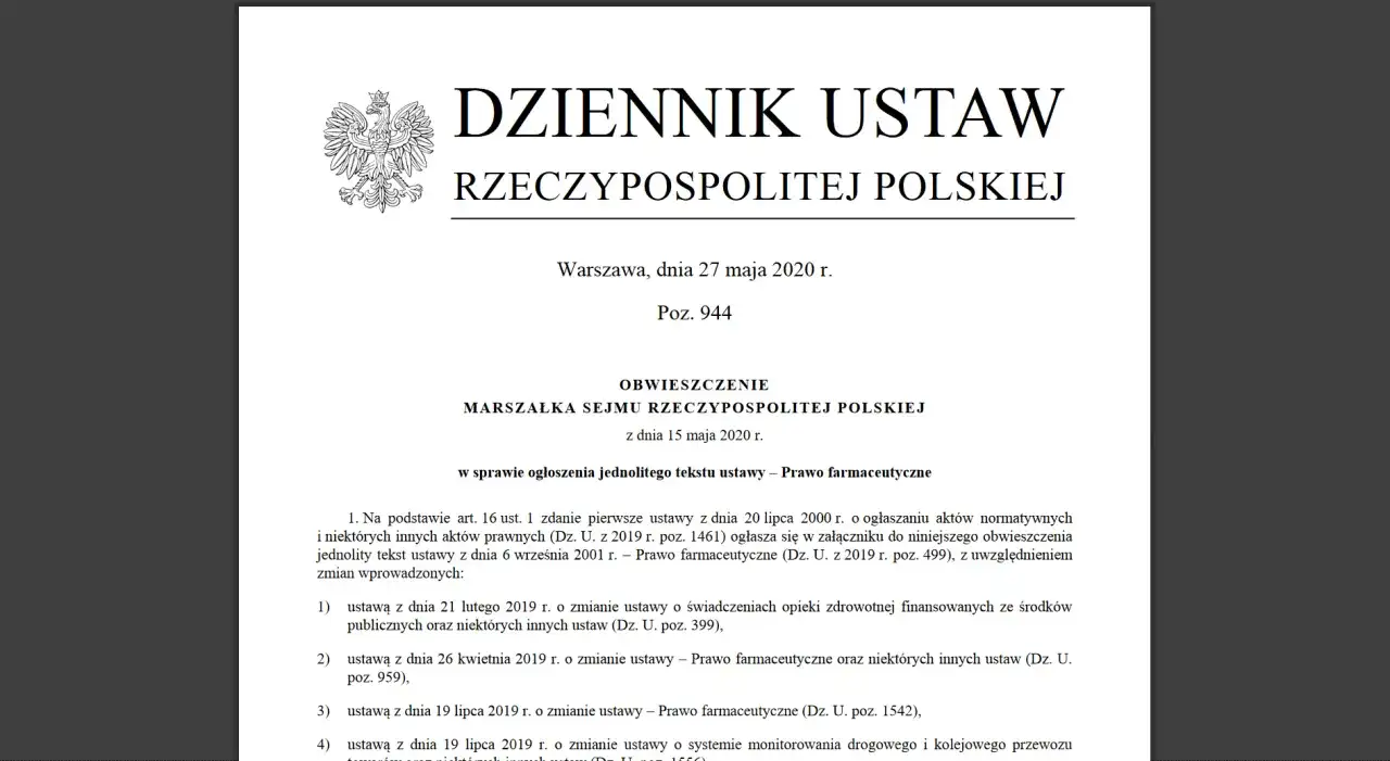 Kpa dziennik ustaw – najnowsze zmiany i pełny tekst ustawy