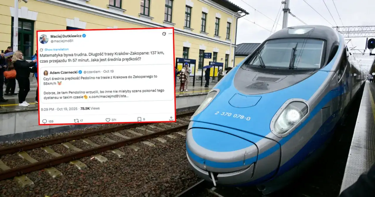Pendolino do Krakowa jedzie 1h 57 min. Długość trasy 137 km. Średnia prędkość to 55km/h.