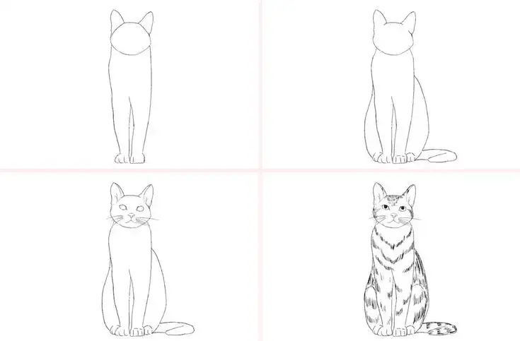 Katzen zeichnen mit Bleistift: Schritt-für-Schritt-Anleitung