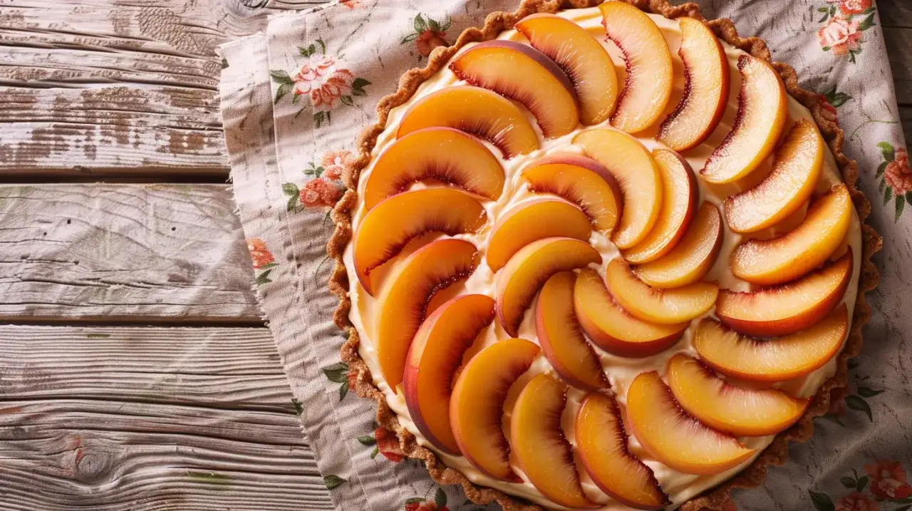 Sernik na herbatnikach z brzoskwiniami - prosty przepis krok po kroku