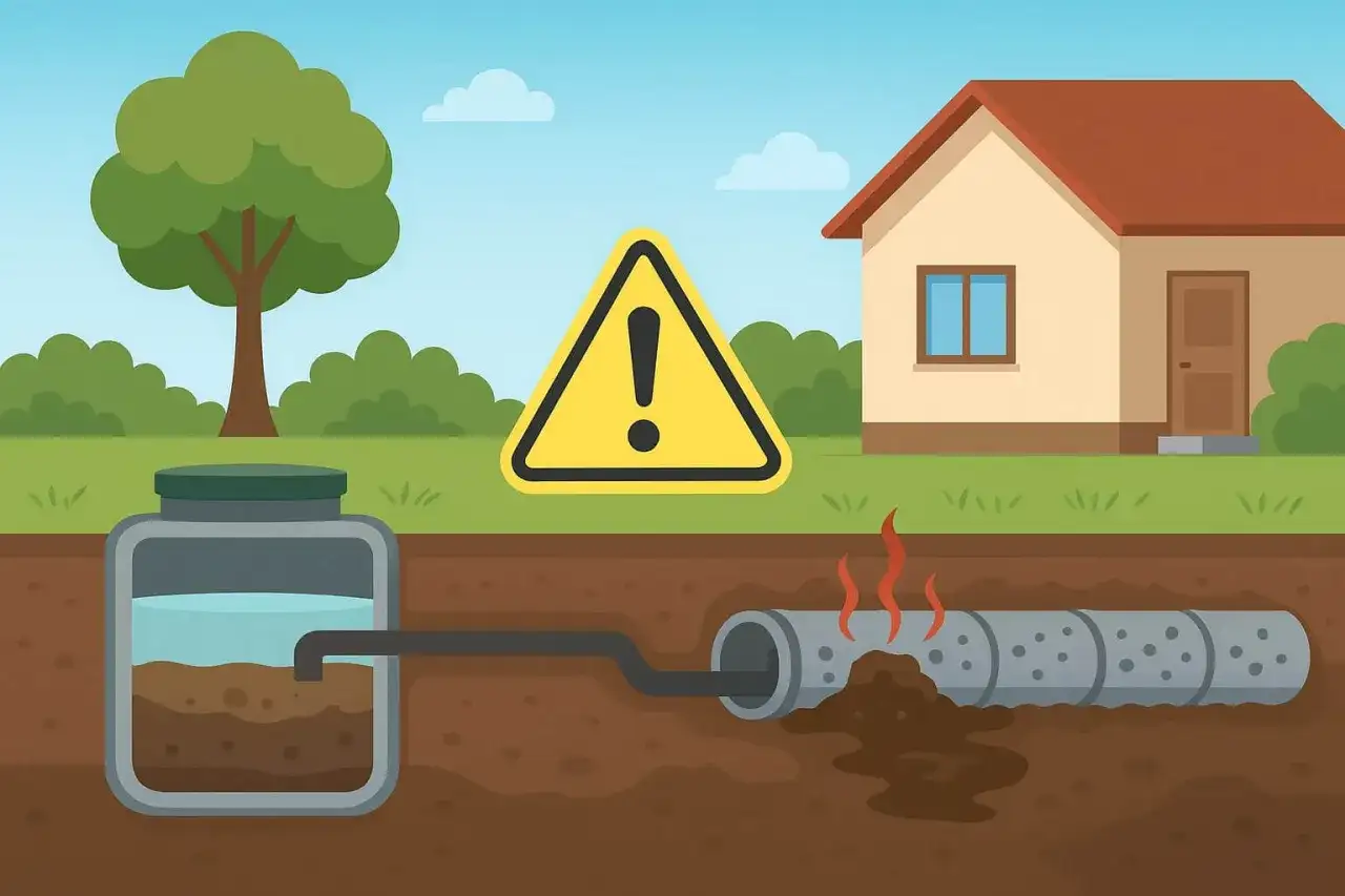 Oczyszczalnia ścieków z zatkanym drenażem. Zobacz, jak udrożnić drenaż oczyszczalni, by uniknąć problemów.