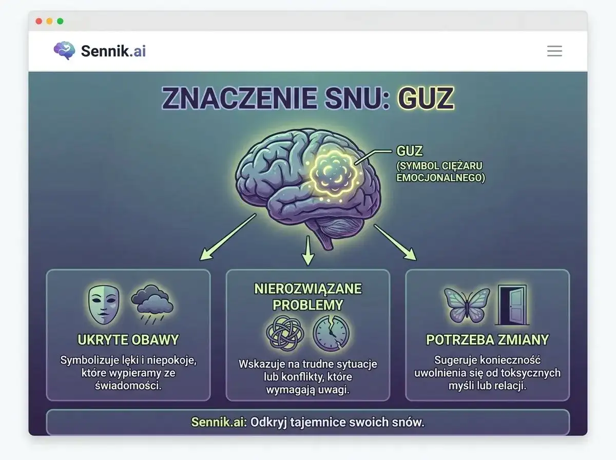 Sen o guzie symbolizuje ciężar emocjonalny, ukryte obawy i nierozwiązane problemy. To znak, że potrzebujesz zmiany.