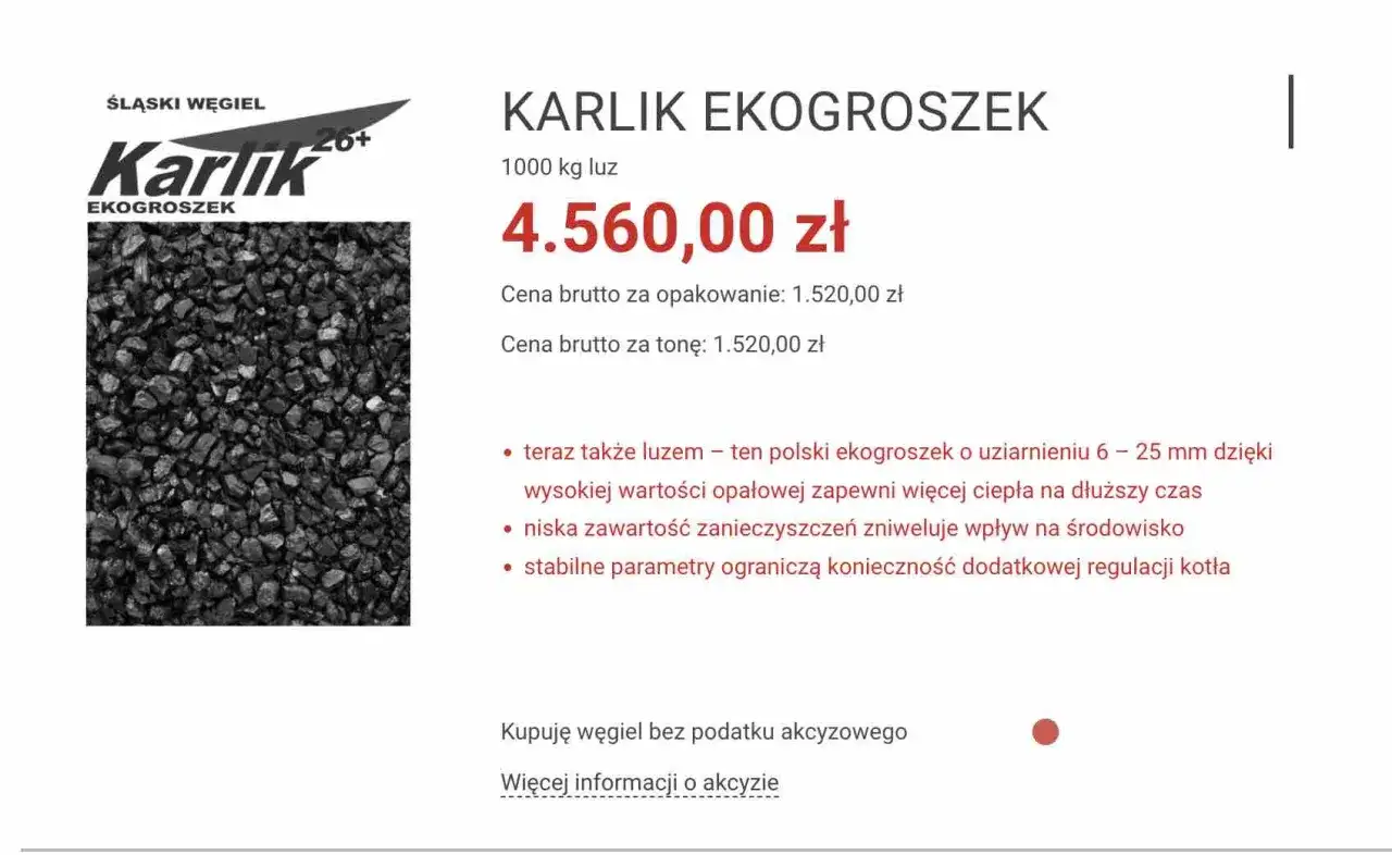Karlik ekogroszek, polski węgiel o wysokiej wartości opałowej. Który ekogroszek lepszy Karlik czy Pieklorz? Karlik zapewnia ciepło na dłużej.