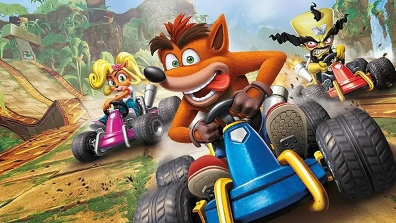 Crash, Coco i Cortex ścigają się w grze Crash Team Racing Nitro-Fueled.