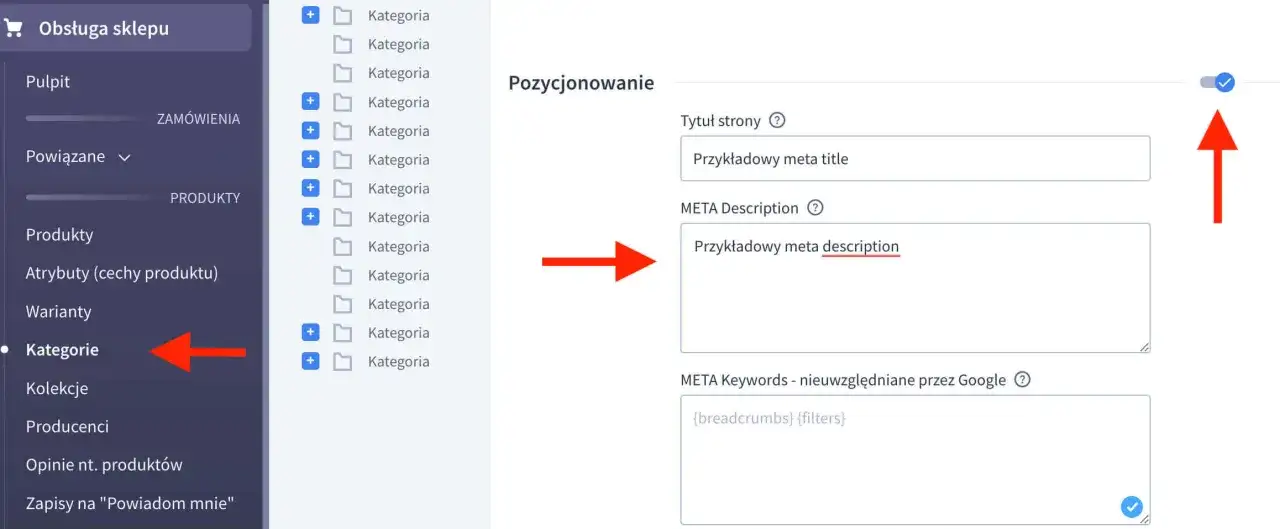 Edycja kategorii w panelu WordPress. Ustawianie meta description dla lepszej widoczności.