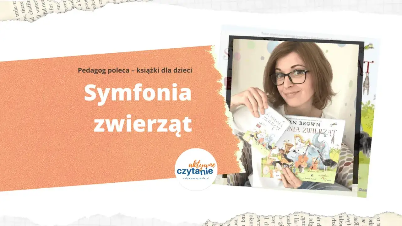 Kobieta prezentuje książkę "Symfonia zwierząt". To opowieść o muzyce i przyjaźni, która zachwyci każdego malucha.