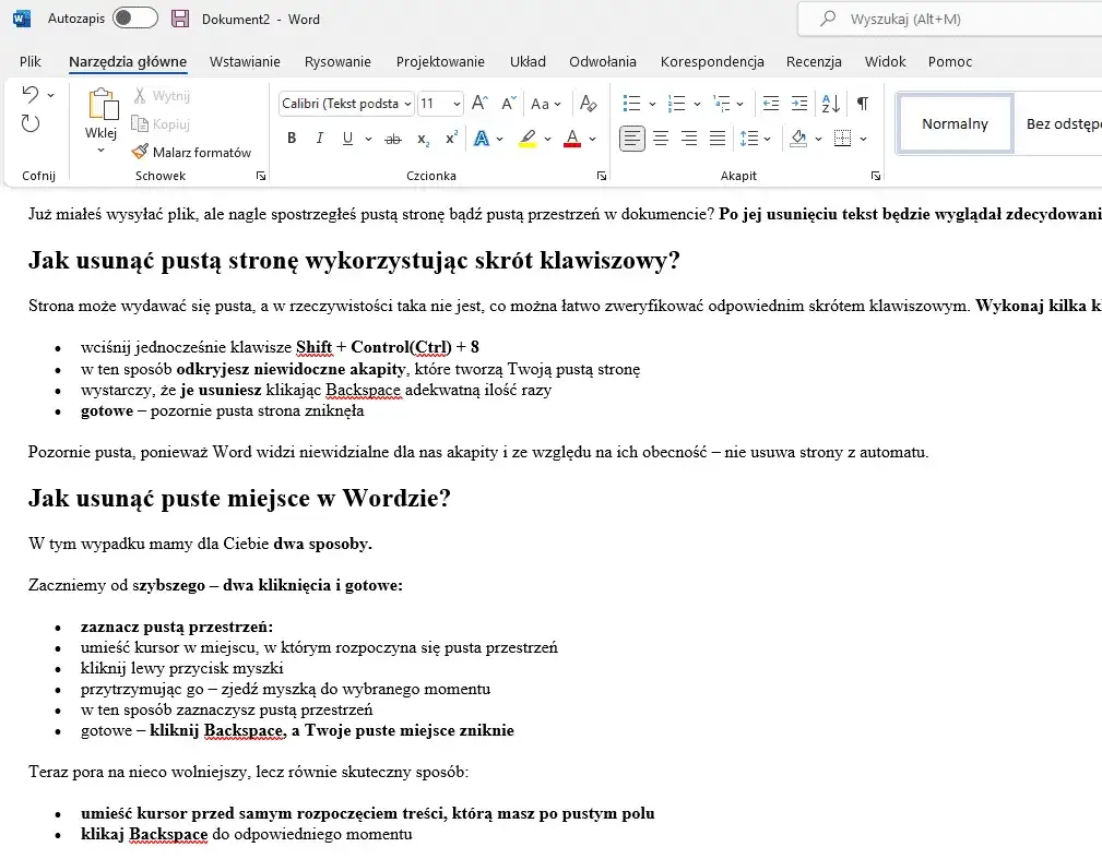 Jak usunąć sieroty w Wordzie i poprawić formatowanie dokumentu
