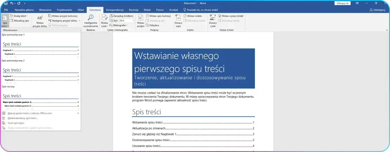 Jak wstawić spis treści w Wordzie - proste kroki, które musisz znać