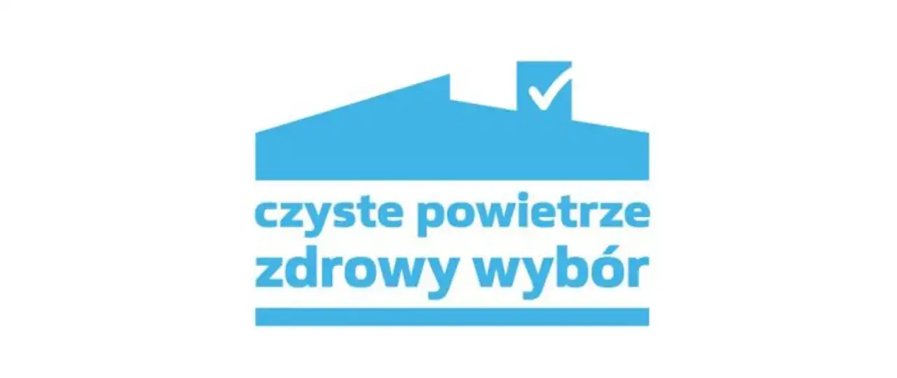 Ranking najlepszych firm pomagających w programie Czyste Powietrze. Logo z domkiem i hasłem "czyste powietrze zdrowy wybór".