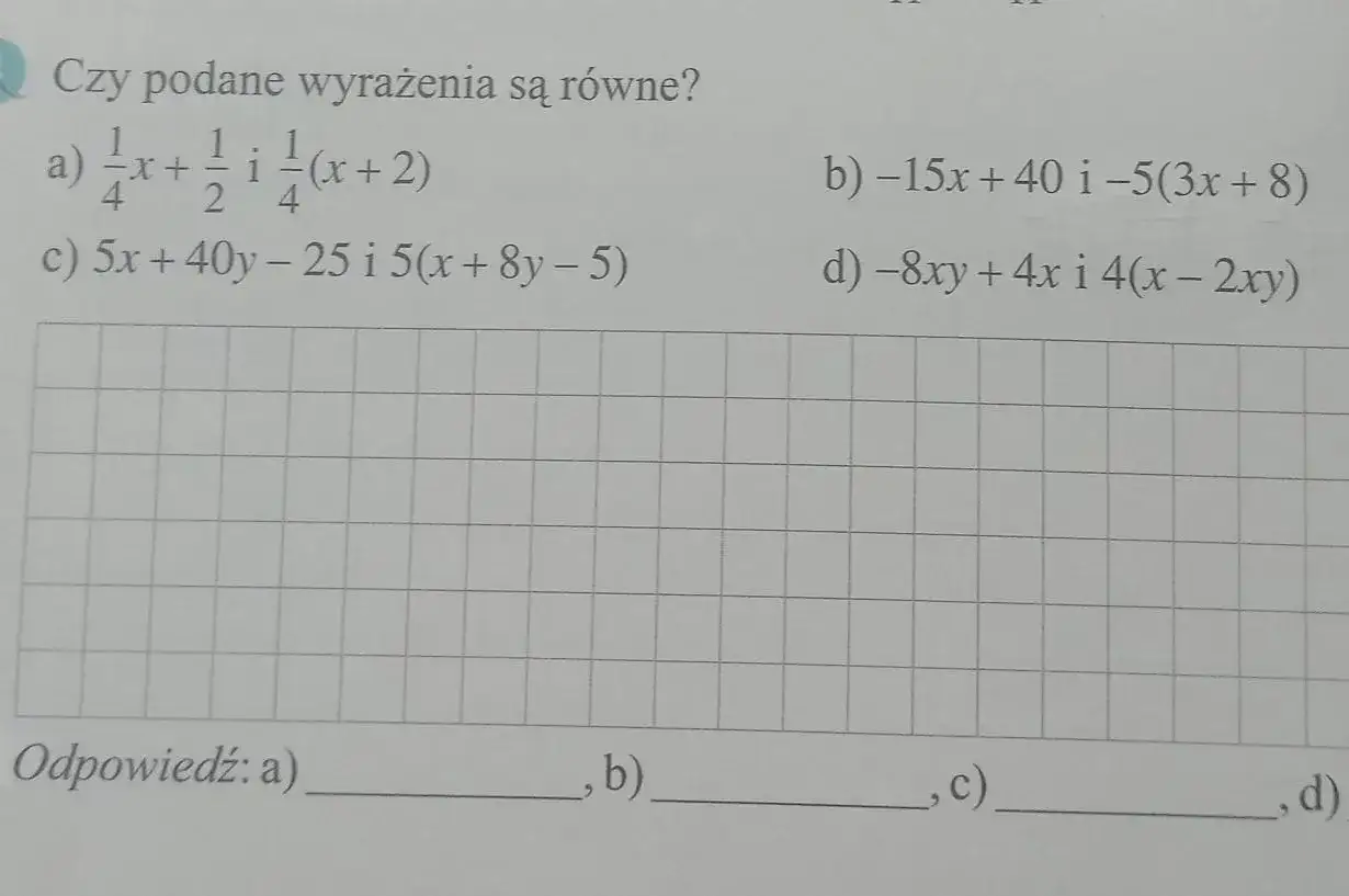 Czy podane wyrażenia algebraiczne są równe 3x? Sprawdź, co to znaczy