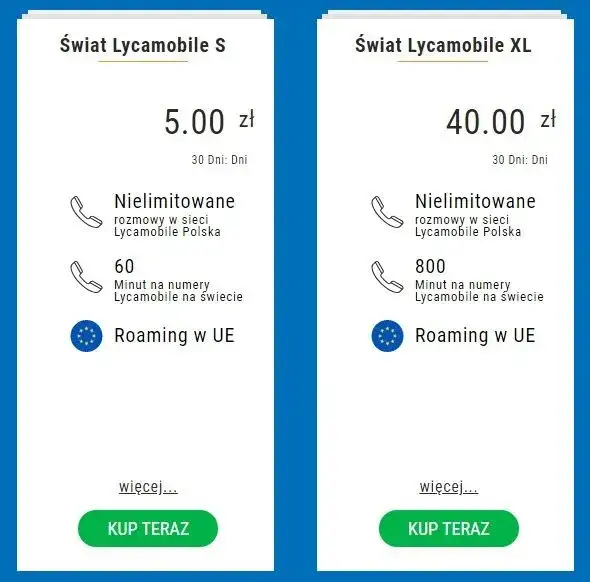 Porównanie i najlepsze oferty pakietów internetowych w Lycamobile