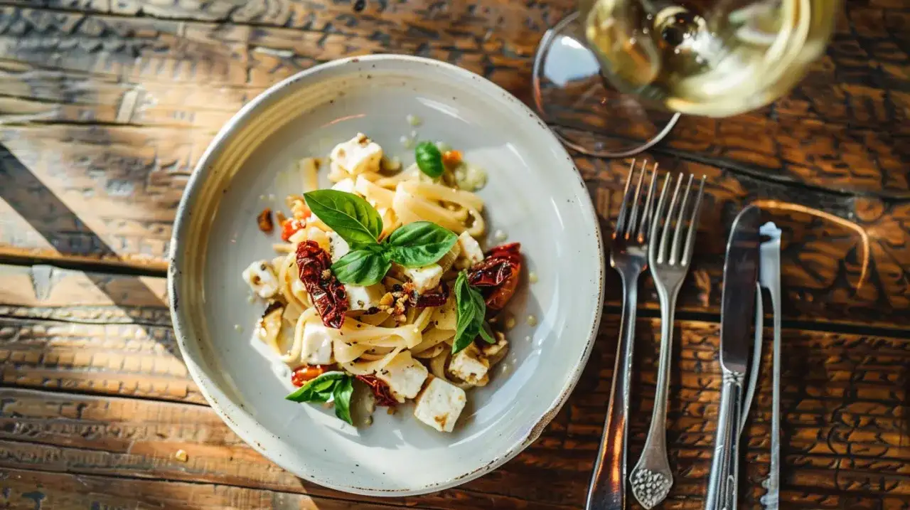 Makaron z halloumi i suszonymi pomidorami: Pyszny przepis
