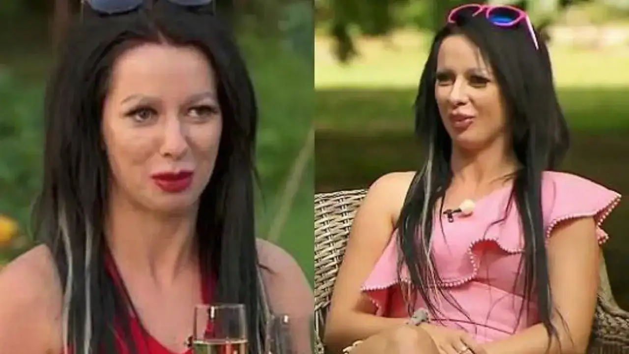 Jessica, rolnik szuka żony, w różowej sukience i z okularami na głowie, czeka na swojego wybranka.