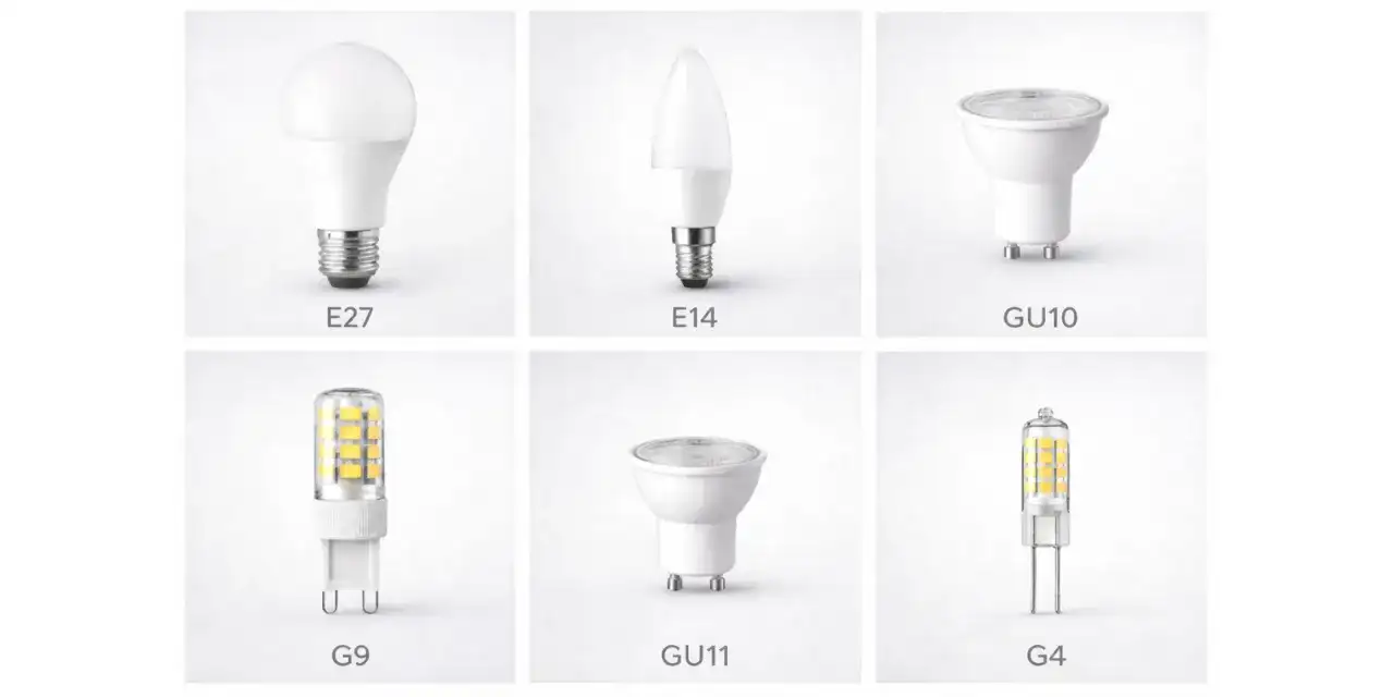 Różne rodzaje żarówek LED: E27, E14, GU10, G9, GU11, G4. Każda z nich oferuje inną moc żarówki i zastosowanie.