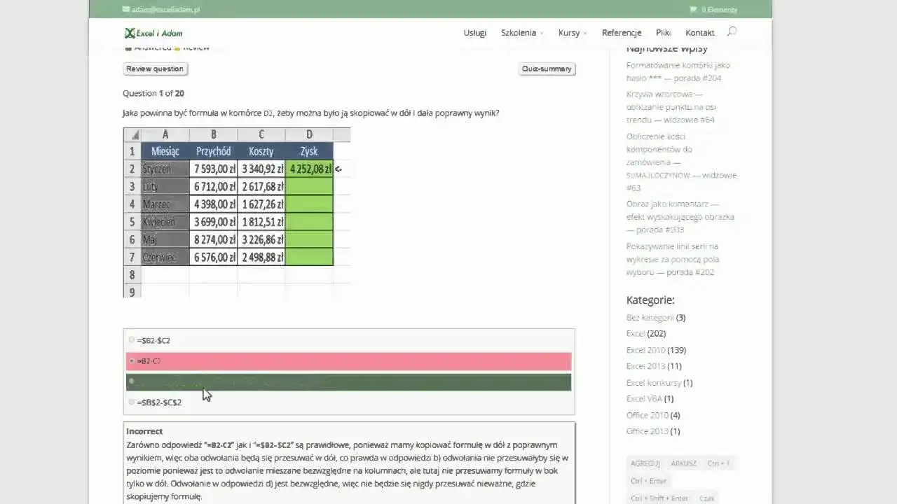Jak zrobić quiz w Excelu - proste kroki i zaawansowane triki