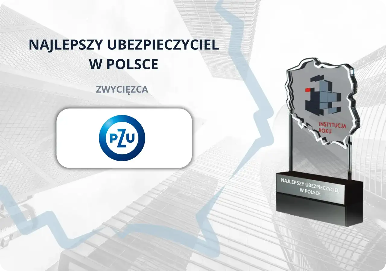 PZU - zwycięzca w kategorii Najlepszy Ubezpieczyciel w Polsce. Statuetka w kształcie Polski.