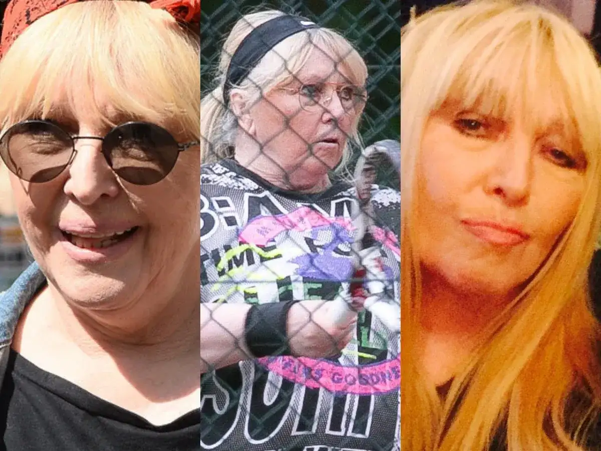 Trzy ujęcia Maryli Rodowicz bez makijażu. Wokalistka w okularach przeciwsłonecznych, w opasce na głowie i z burzą blond włosów.