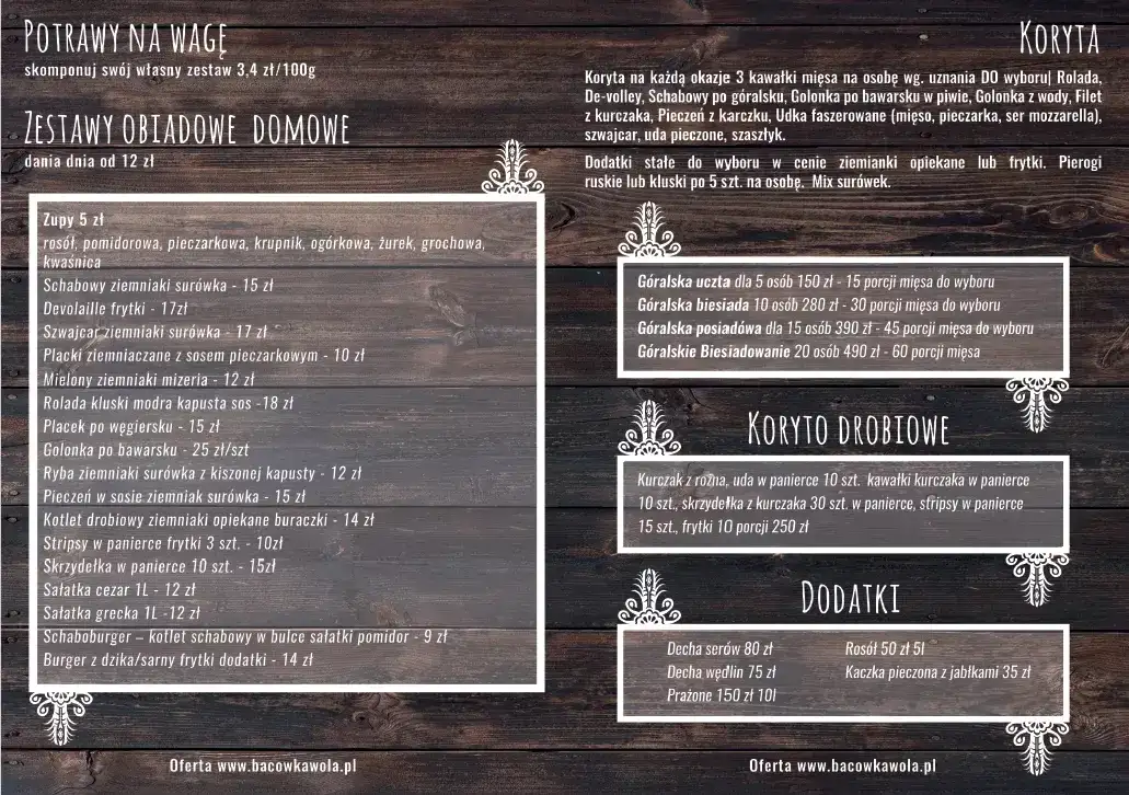 Bacówka menu: Jak wybrać danie? Góralskie smaki i ceny