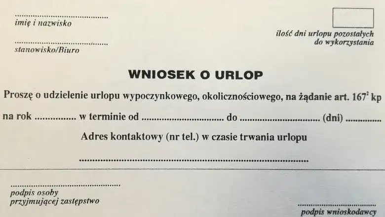 Wniosek urlop na żądanie - Jak wypełnić druk, przykładowy wzór