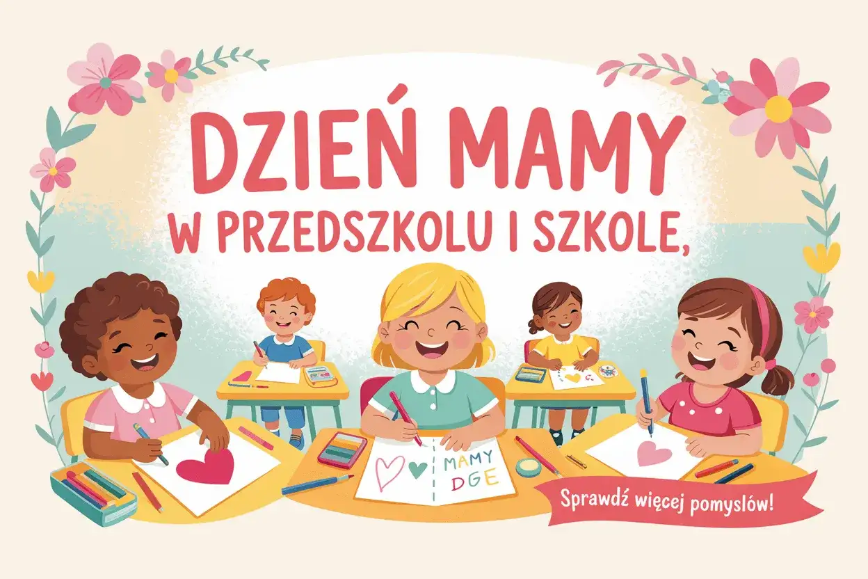 Dzień Mamy w przedszkolu! Radosne dzieci rysują serca i piszą życzenia dla mam.