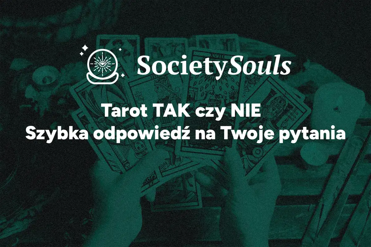Dłonie trzymające karty tarota z napisem "Tarot TAK czy NIE".