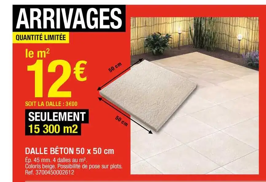 Dalles béton 50x50 Brico Dépôt : Prix et options à ne pas manquer