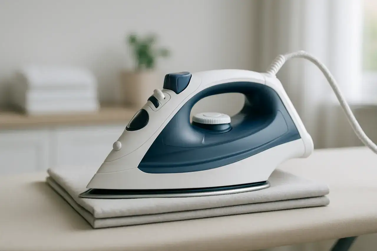 Nowoczesne żelazko na desce do prasowania. Zastanawiasz się, ile prądu zużywa żelazko?