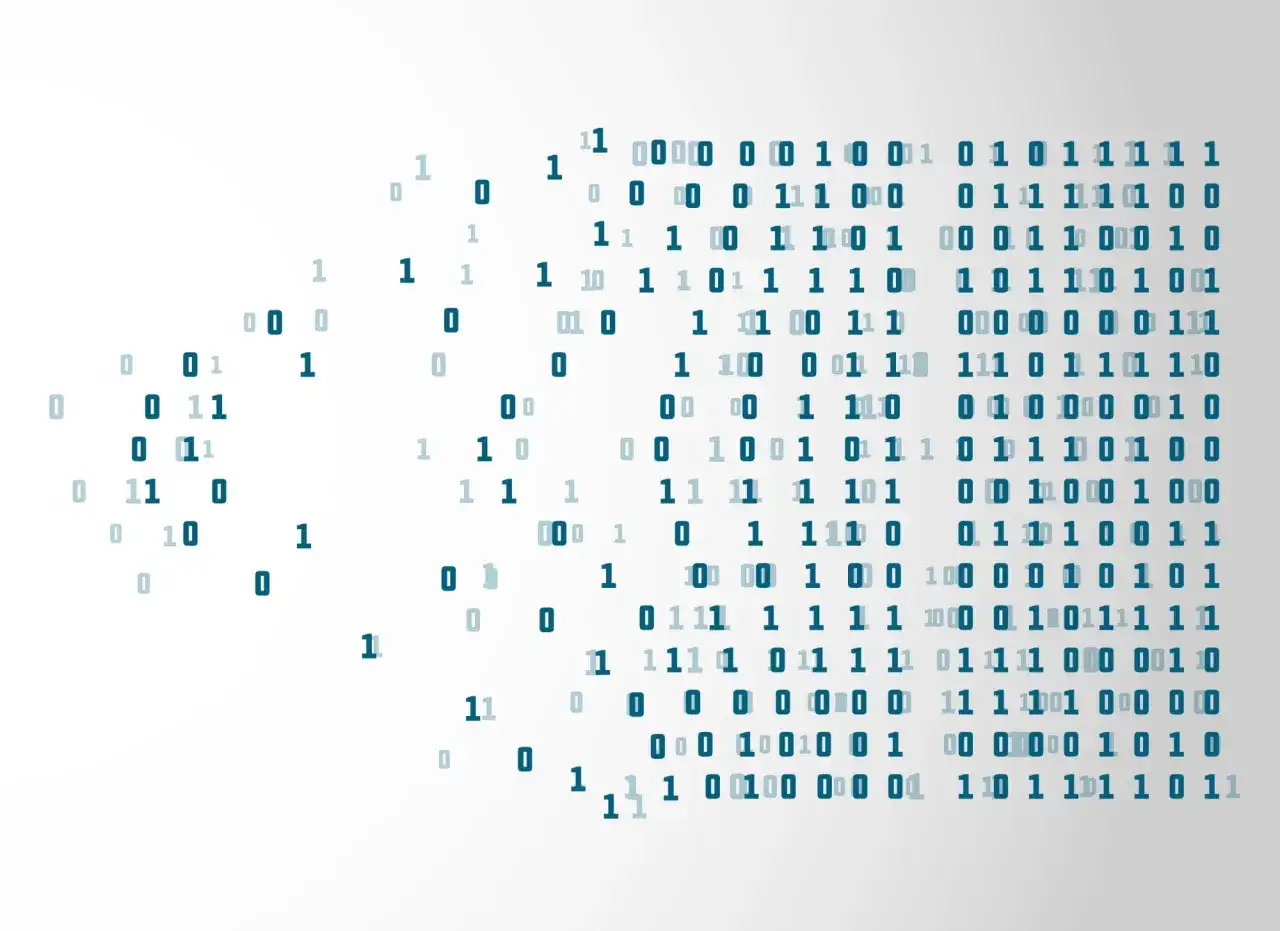 Cyfry 0 i 1 tworzą wzory, ilustrując, jak działa system binarny, podstawę cyfrowego świata.