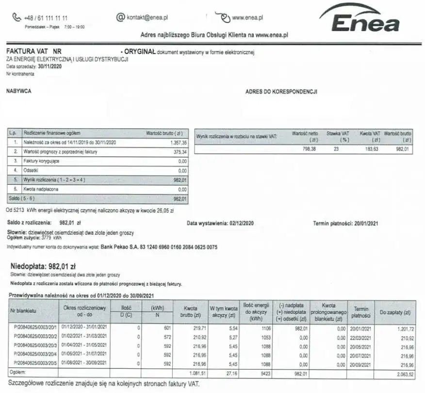Gdzie znaleźć fakturę od Energi Faktura za prąd w Enei