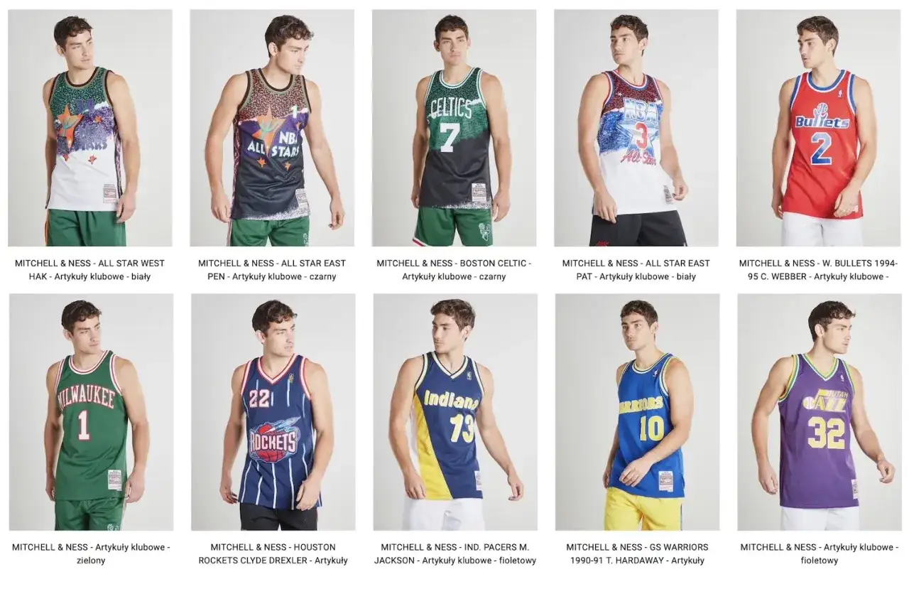 Kolekcja koszulek do koszykówki Mitchell & Ness: od klasycznych All-Star po stroje drużynowe.
