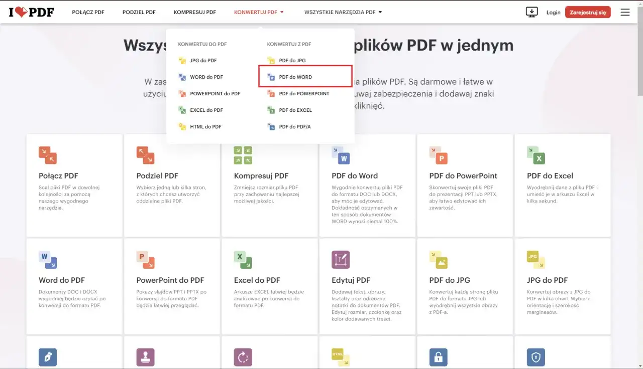 Konwersja PDF do WORD. Zapisz pliki PDF jako edytowalne dokumenty WORD, zachowując formatowanie.