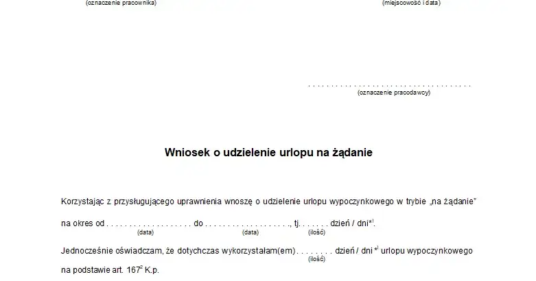 Wzór wniosku o urlop wypoczynkowy - wniosek urlopowy pdf, wzór wniosku urlopowego, wniosek o urlop wzór do druku